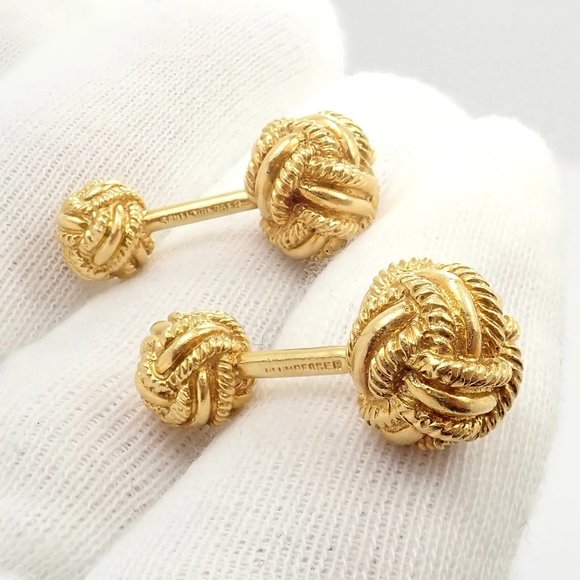 Rare! Vintage Tiffany & Co. 18k Yellow Gold Schlumberger Rope Knot Cufflinks - Picture 9 of 11
